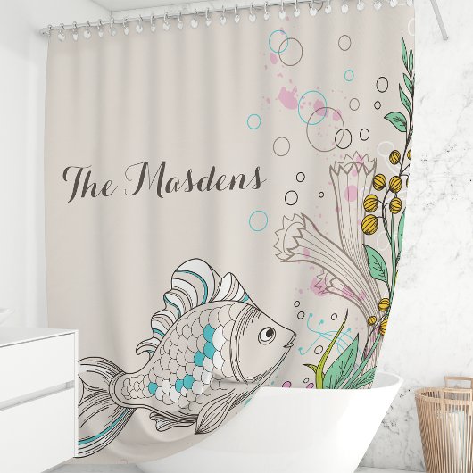 Seealgen-Monogramm Duschvorhang