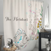 Seealgen-Monogramm Duschvorhang