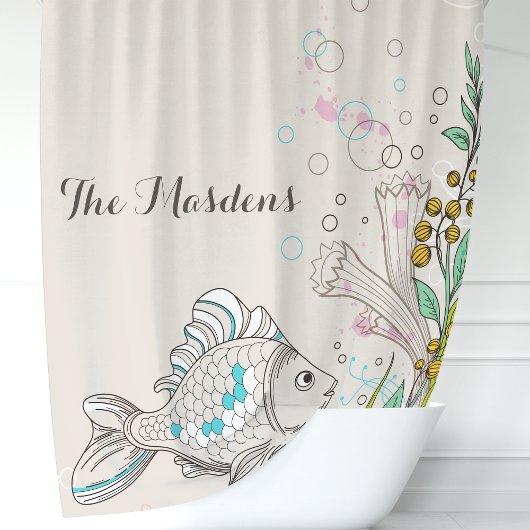 Seealgen-Monogramm Duschvorhang