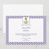 Seeanker auf blauer Streifen-Hochzeits-Einladung Einladung (Vorne/Hinten)