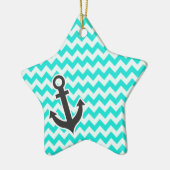 Seeanker auf der Aqua-Farbe Zickzack Keramikornament (Links)