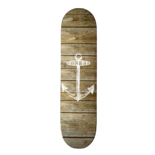 Seeanker auf hölzerner Grafik Skateboard