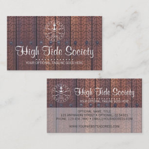 Seeanker auf rustikalem hölzernem Vintagem Visitenkarte