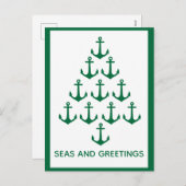 Seeanker-Baum-Küstenweihnachten Feiertagspostkarte (Vorne/Hinten)