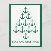 Seeanker-Baum-Küstenweihnachten Feiertagspostkarte (Vorderseite)