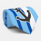 Seeanker; Blaue u. weiße Streifen Krawatte (Gerollt)