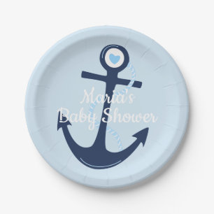 Seeanker-blauer Jungen-Babyparty-Platte Pappteller