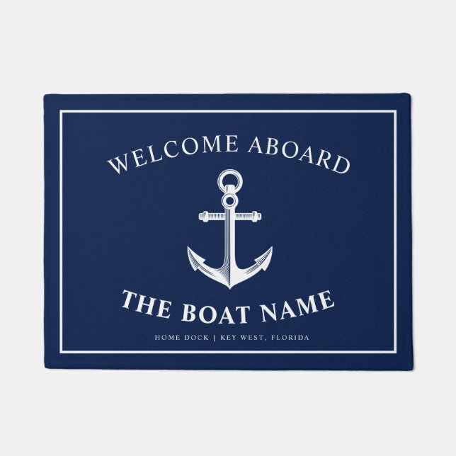 Seeanker-Boot u. Kapitän Name Fußmatte (Vorderseite)