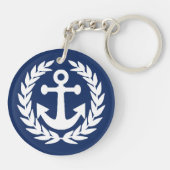 Seeanker des kundenspezifischen Bootsnamens Schlüsselanhänger (Rückseite)