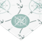Seeanker-Kompass-Meergrün-Weißozean Tischdecke (Schrägansicht)