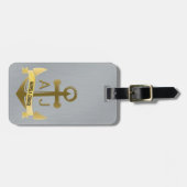 Seeanker-Kreuzfahrt-Ferien-metallisches Monogramm Gepäckanhänger (Vorderseite horizontal)