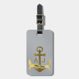 Seeanker-Kreuzfahrt-Ferien-metallisches Monogramm Gepäckanhänger