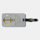 Seeanker-Kreuzfahrt-Ferien-metallisches Monogramm Gepäckanhänger (Rückseite horizontal)