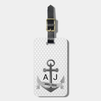 Seeanker-Kreuzfahrt-Ferien Quatrefoil Silber Gepäckanhänger