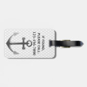 Seeanker-Kreuzfahrt-Ferien Quatrefoil Silber Gepäckanhänger (Rückseite horizontal)