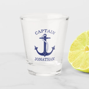 Seeanker-Marine-Blau-Kapitän Add Name Schnapsglas