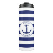 Seeanker-Marine-Blau-Kapitän Personalized Thermosbecher (Vorderseite)