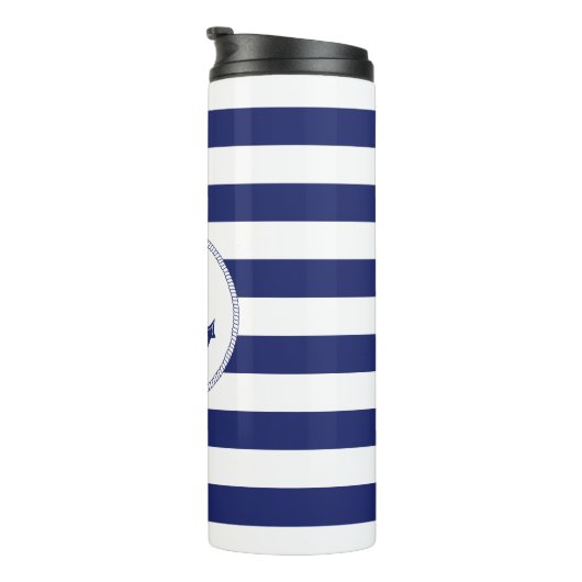 Seeanker-Marine-Blau-Kapitän Personalized Thermosbecher (Nach rechts gedreht)