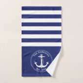Seeanker-Marine-blaue Streifen-Familien-Monogramm Badhandtuch Set (Handtuch)