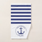 Seeanker-Marine-blaue Streifen-Familien-Monogramm Badhandtuch Set (Handtuch)