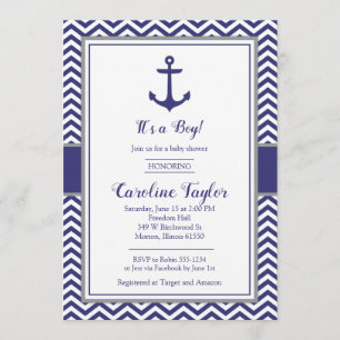 Seeanker-Marine-graue Babyparty-Einladung Einladung