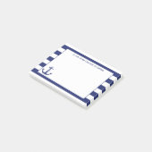 Seeanker-Marine Stripes personalisierte 4 x 3 Post-it Klebezettel (angewinkelt)