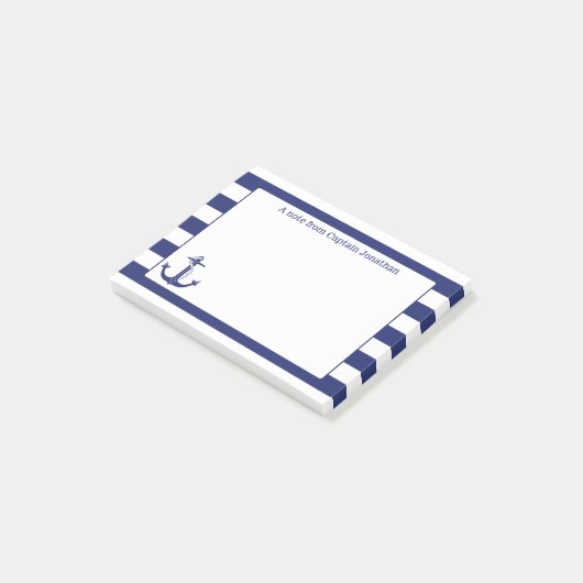 Seeanker-Marine Stripes personalisierte 4 x 3 Post-it Klebezettel (angewinkelt)