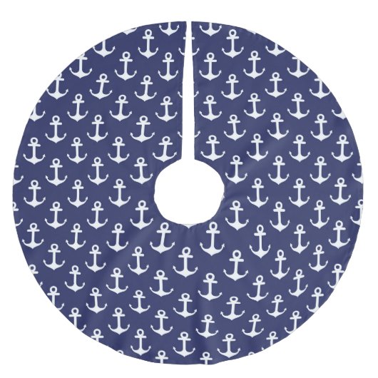 Seeanker-Marine - Weihnachtsbaum-Rock Polyester Weihnachtsbaumdecke (Vorderseite)