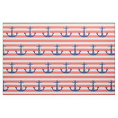 Seeanker mit korallenroten Streifen Stoff (Fat Quarter (45,7 x 55,9 cm))