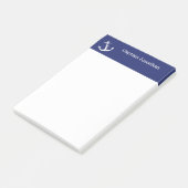 Seeanker-mit Monogramm Namensmarine-Blau 4x6 Post-it Klebezettel (angewinkelt)