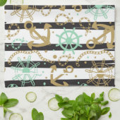 Seeanker-Muster Geschirrtuch (Gefaltet)