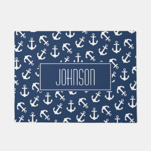 Seeanker-Muster-Marine-Blau-Gewohnheit Fußmatte