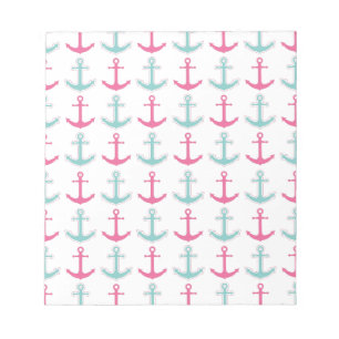 Seeanker-Muster-Rosa und Aqua Notizblock