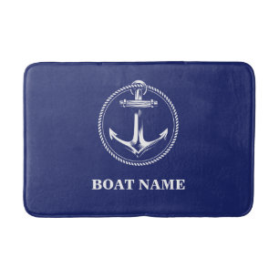 Seeanker Name des Schiffes Blau Badematte