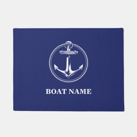 Seeanker Name des Schiffes Blau Fußmatte (Vorderseite)