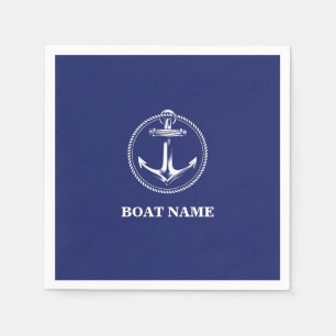 Seeanker Name des Schiffes Blau Serviette