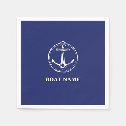 Seeanker Name des Schiffes Blau Serviette (Vorderseite)