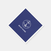 Seeanker Name des Schiffes Blau Serviette (Ecke)