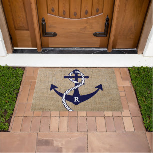 Seeanker-personalisiertes Anfangsmonogramm Fußmatte
