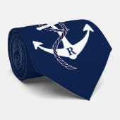 Seeanker-personalisiertes Anfangsmonogramm Krawatte (Gerollt)