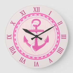 Seeanker-römische Ziffern-rosa Wanduhr