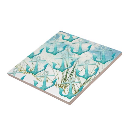 Seeanker-Strand-Ozean-Küsten-Küstenthema Fliese (Seite)