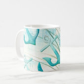 Seeanker-Strand-Ozean-Küsten-Küstenthema Kaffeetasse (Vorderseite Links)