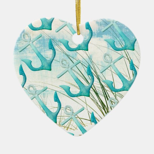 Seeanker-Strand-Ozean-Küsten-Küstenthema Keramikornament (Vorne)