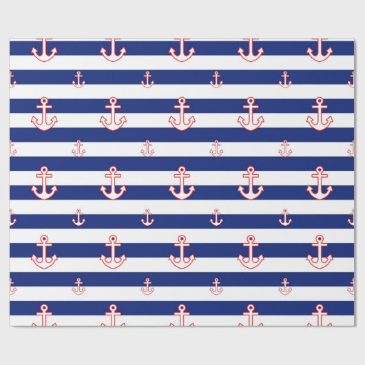 Seeanker u. Streifen Geschenkpapier (Flach)