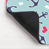 Seeanker und Herz-Muster Mousepad (Ecke)