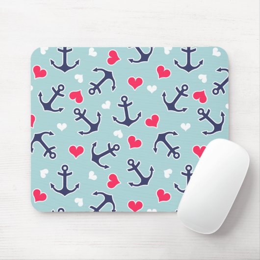 Seeanker und Herz-Muster Mousepad (Mit Mouse)
