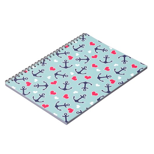 Seeanker und Herz-Muster Notizblock (Linke Seite)