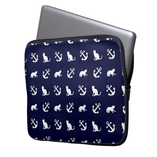 Seeanker und Katzen Laptopschutzhülle (Vorderseite Links)
