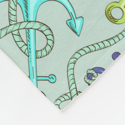 Seeanker und Seil-Muster Fleecedecke (Ecke)